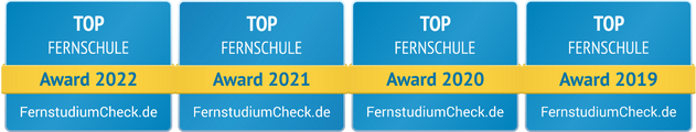 Auszeichnung Top Fernschule für die Jahre 2019 bis 2022 für die Business Academy Ruhr
