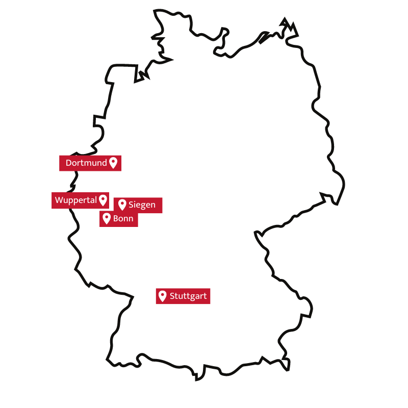 Deutschlandkarte mit markierten Orten